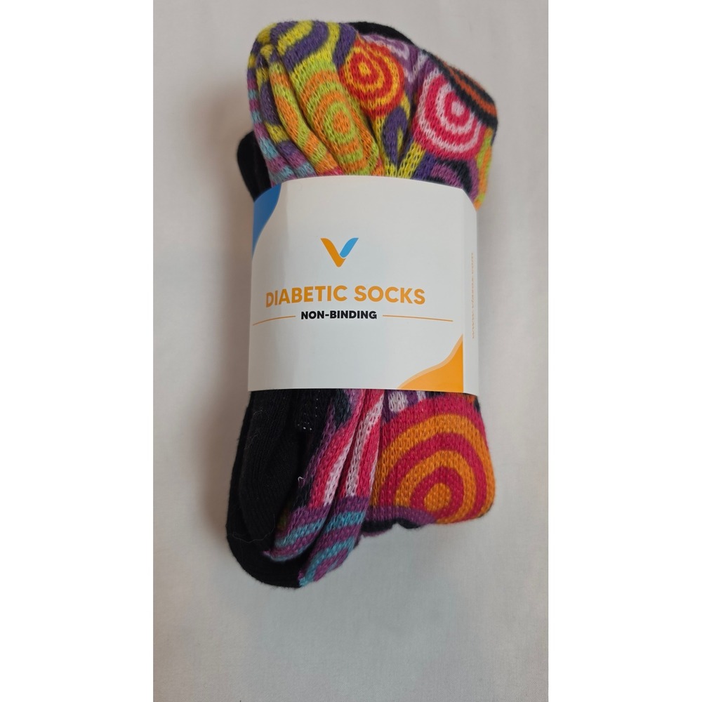 Viasox Diabetic Socks Non-Binding Knee High Concentric Lg Men 9-12 Women 10-13